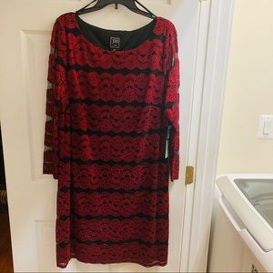 JCPenney Red and Black Lace Dress